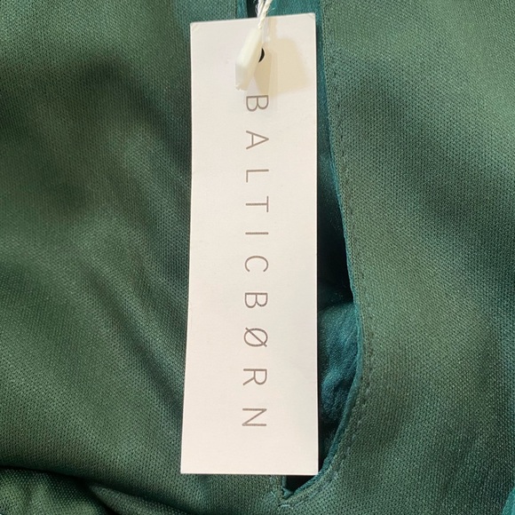 Baltic Born New Size L Prague Satin Smocked Empire‎ Waist Maxi Dress Dark Green - Picture 15 of 15